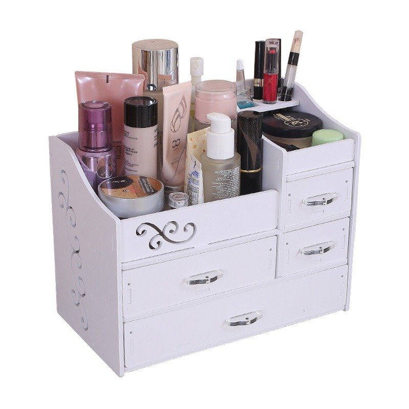 Simple 4-Drawer Lace Storage Box Office Desktop Dresser Rack with Division for Makeup Use