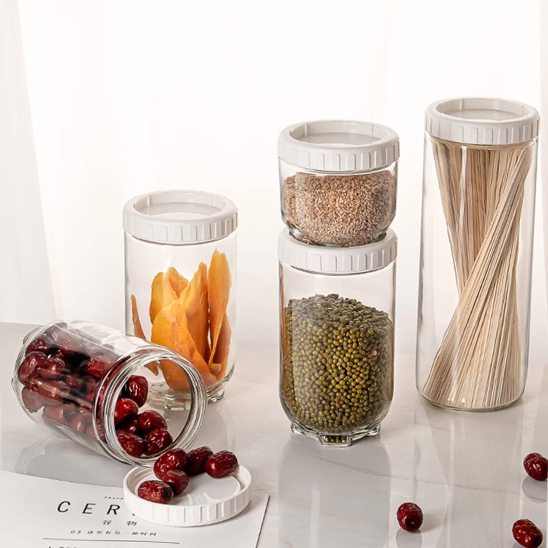 Wholesale Glass Storage Jars Set with Airtight PP Lids Glass Food Storage Containers Set Spice Jars For Home Kitchen