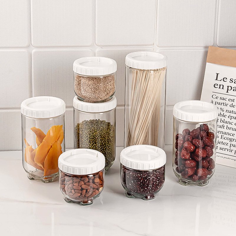 Wholesale Glass Storage Jars Set with Airtight PP Lids Glass Food Storage Containers Set Spice Jars For Home Kitchen