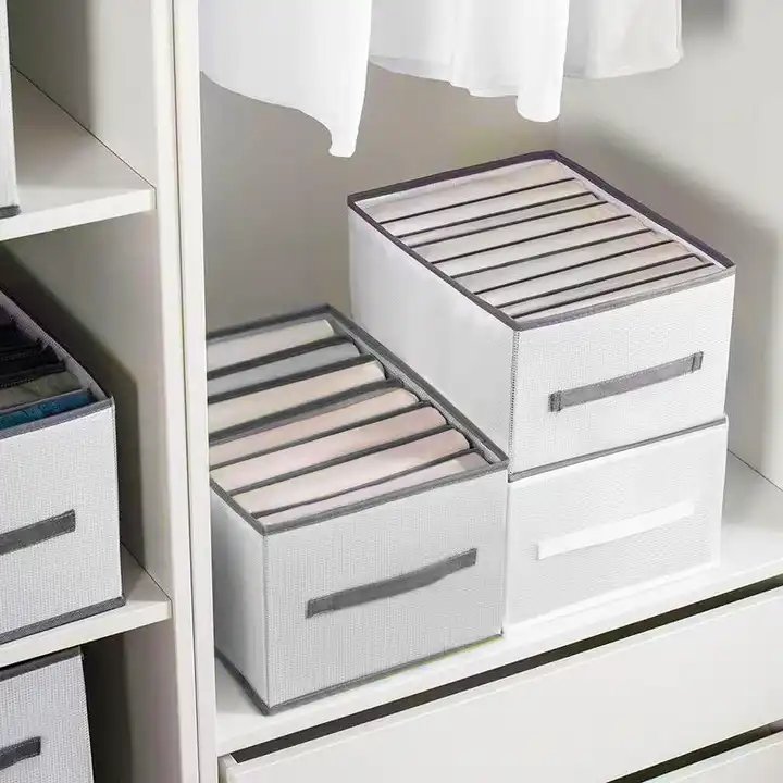 Wardrobe Clothes Organizer 7 Grids Closet Organizers Clothing Storage Bins Foldable Drawer Clothes Compartment Storage Box