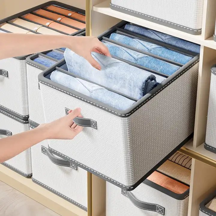 Wardrobe Clothes Organizer 7 Grids Closet Organizers Clothing Storage Bins Foldable Drawer Clothes Compartment Storage Box