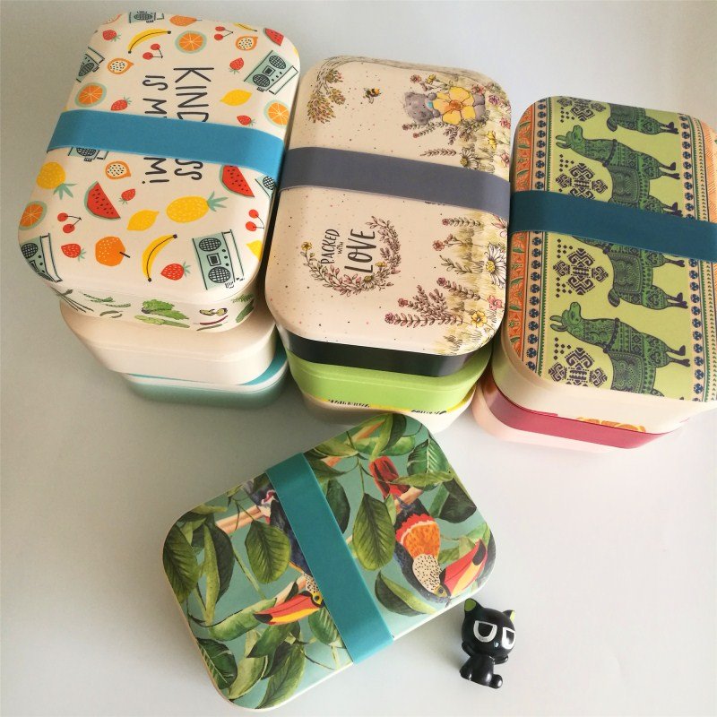 Bamboo Fiber Lunch box Biodegradable Lunch Bento Box with Lid for Food Storage