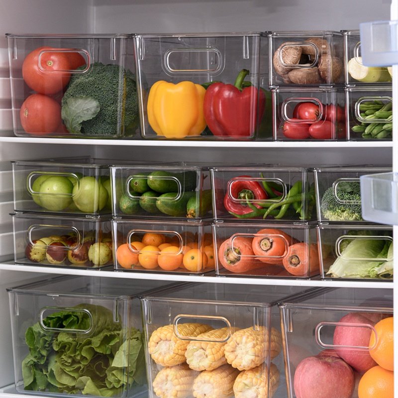 BPA Free Fridge Freezer Box Bins Refrigerator Organizer Stackable Food Storage Containers Drawer Organizers For Egg And Food