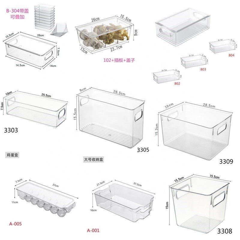 BPA Free Fridge Freezer Box Bins Refrigerator Organizer Stackable Food Storage Containers Drawer Organizers For Egg And Food