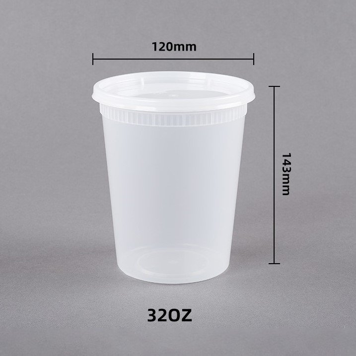 Microwave safe pp soup cup 12oz 16oz/24oz/32oz plastic deli plastic food container 8 oz