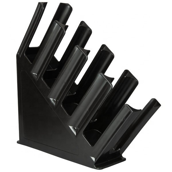 Restaurant Coffee Station Bar Countertop Black 4-Section Slanted Countertop Cup and Lid Organizer
