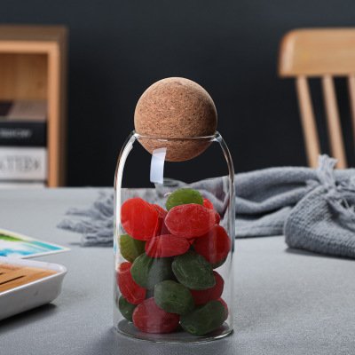 Transparent glass sealing jars storage jars grains and cereals storage creative cork food storage containers kitchen organizer