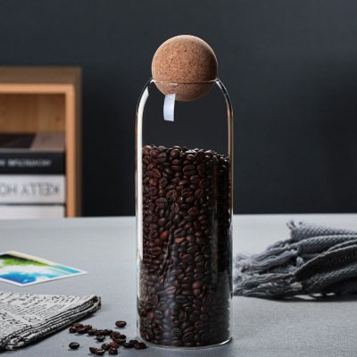 Transparent glass sealing jars storage jars grains and cereals storage creative cork food storage containers kitchen organizer