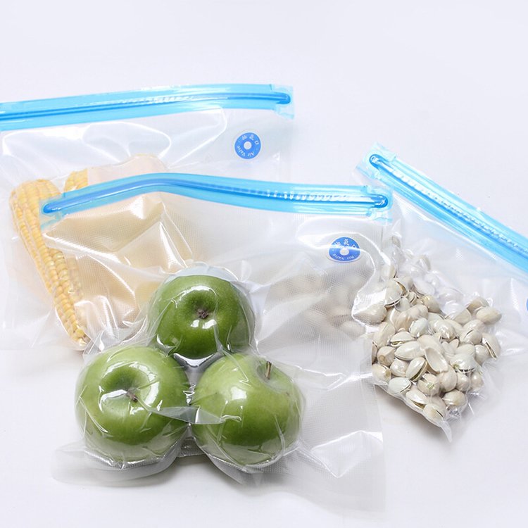 Fresh Keeping Transparent Plastic Zipper Sealing Vacuum Food Storage Bags Compressed Flat Vacuum Storage Bag