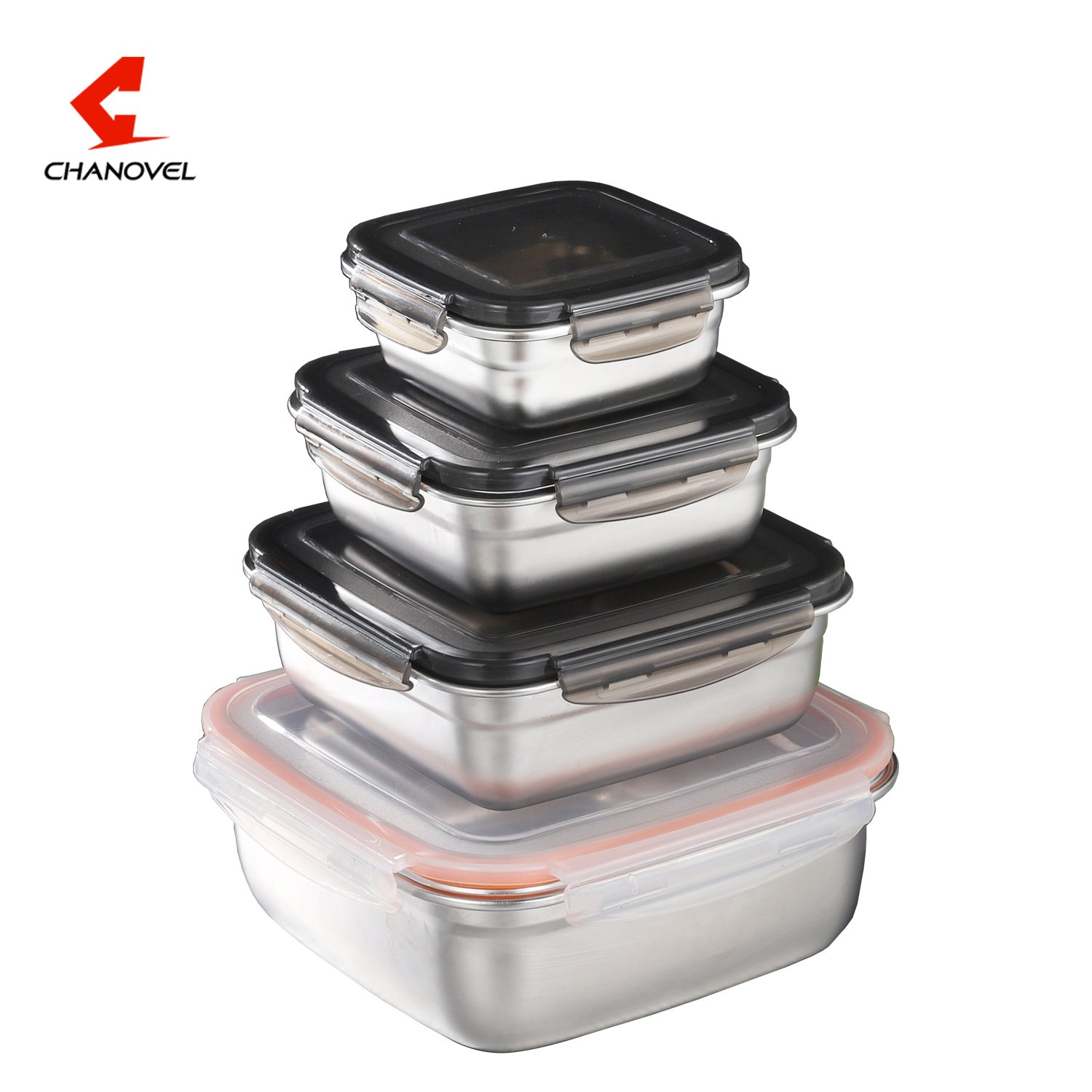 Kitchen Durable 304 Stainless Steel Square Airtight Food Containers Set Leakproof Food Storage & Container With Lids