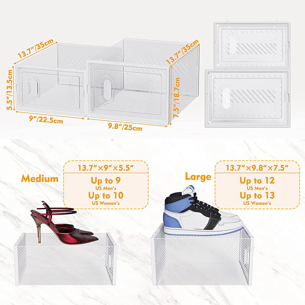 Mingtuo New Modern Design PP Clear Foldable Plastic Sneaker Storage Box Shoe Box shoe rack