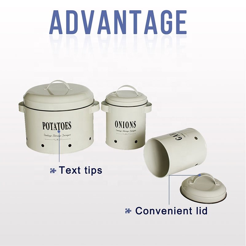 Multifunction Rustic Farmhouse Vegetable Storage Canister Set Potato Onion Garlic Food Storage Containers