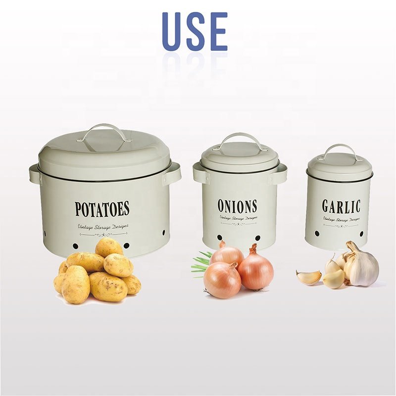 Multifunction Rustic Farmhouse Vegetable Storage Canister Set Potato Onion Garlic Food Storage Containers