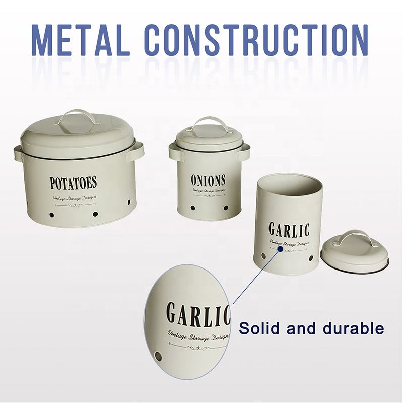 Multifunction Rustic Farmhouse Vegetable Storage Canister Set Potato Onion Garlic Food Storage Containers