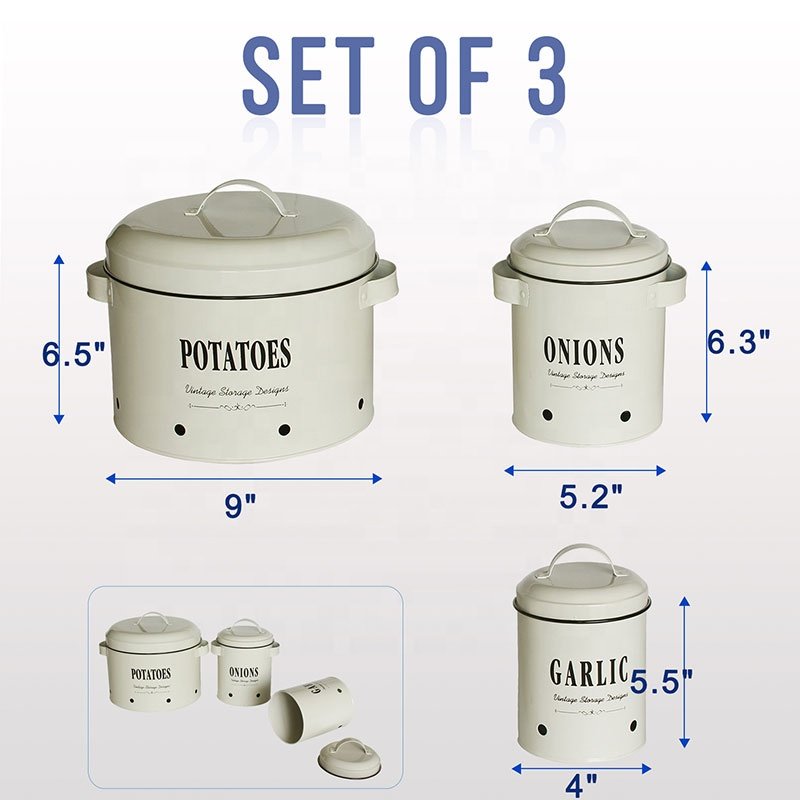 Multifunction Rustic Farmhouse Vegetable Storage Canister Set Potato Onion Garlic Food Storage Containers
