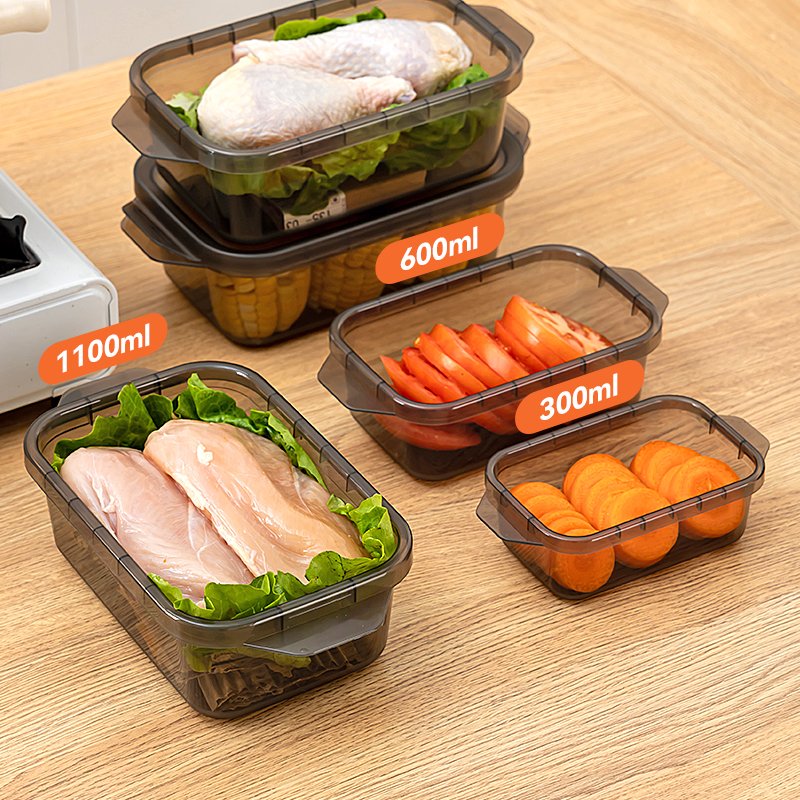 Thickened Transparent Sealed Fresh-Keeping Box Rectangular Freezer Storage Box Plastic Microwave Food Grade Storage Box