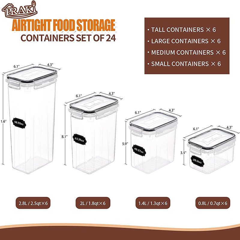 24 Pack Bpa Free Plastic Airtight Stackable Kitchen Pantry Storage Bins & Boxes Food Storage Containers Set With Lids