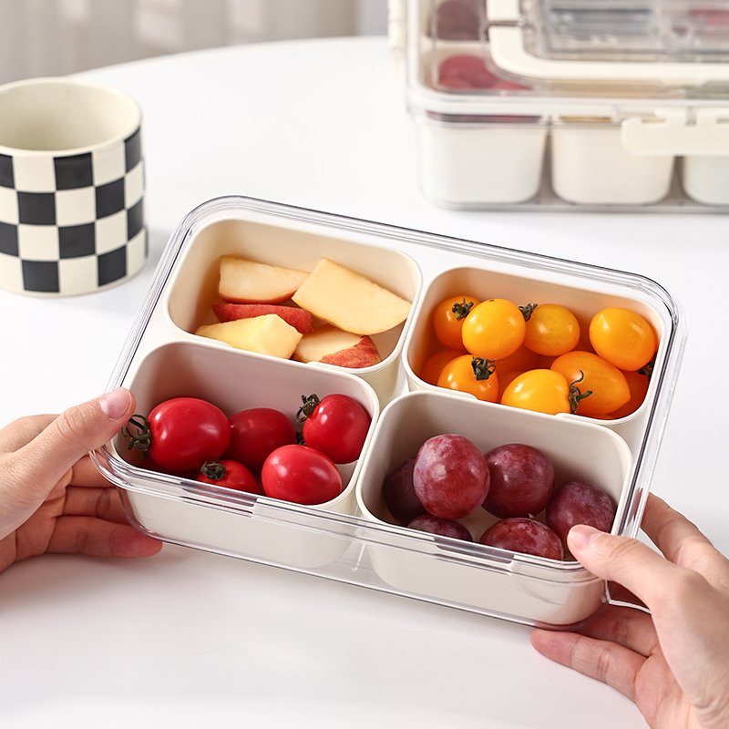 Own Design Sealed Snackle Storage Box With Divider Plastic Divided Serving Veggie Tray With Lid