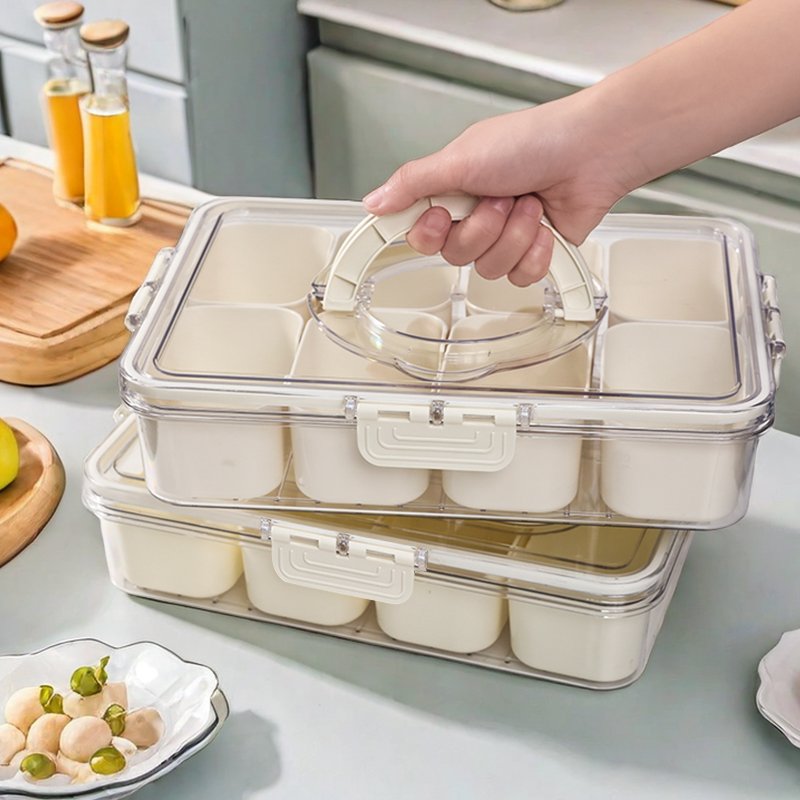 Own Design Sealed Snackle Storage Box With Divider Plastic Divided Serving Veggie Tray With Lid