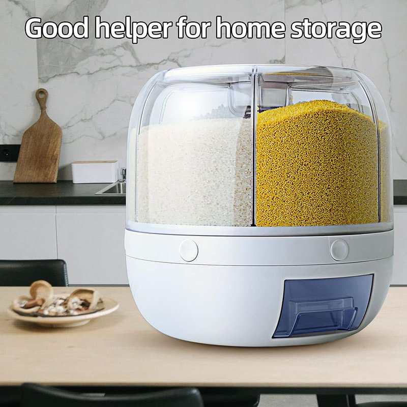 Rotatable Sealed Grain Food Storage Box Rice Bucket Dry Food Fruit Box BPA-free Kitchen Storage Bucket for Home Kitchen