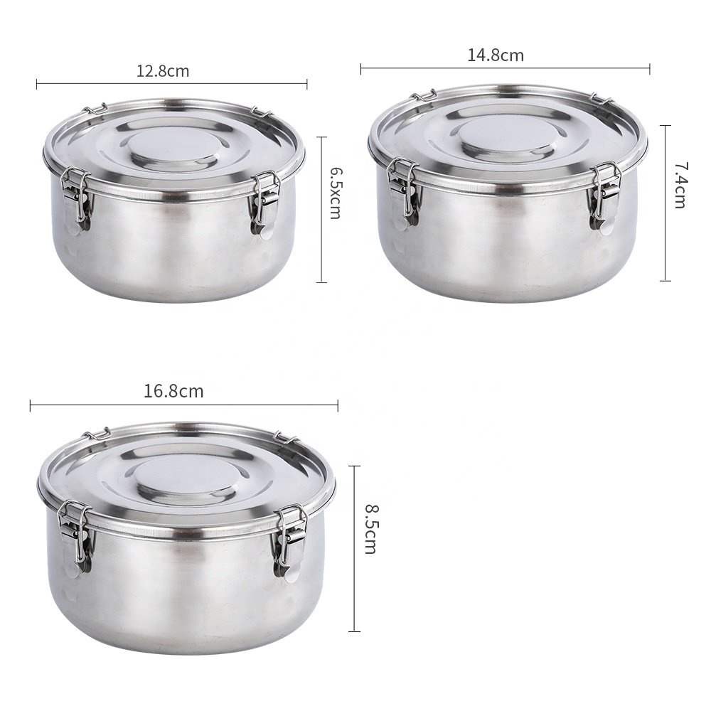 3 in 1 Bento Lunch Box 304 Stainless Steel Food Storage Containers Leak-Proof