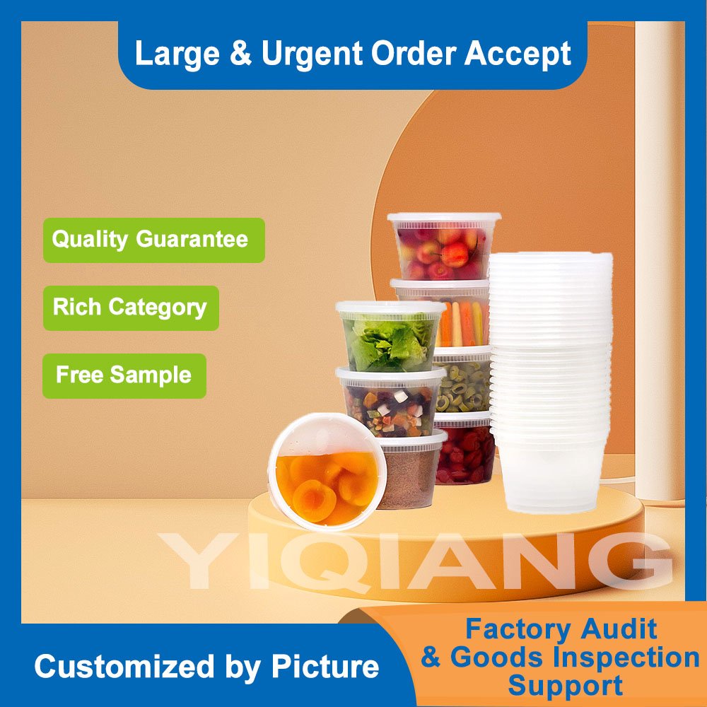 8 12 16 24 32 64oz Clear Round Disposable Plastic Cool Food Meal Soup Deli Storage Prep Container Supplier