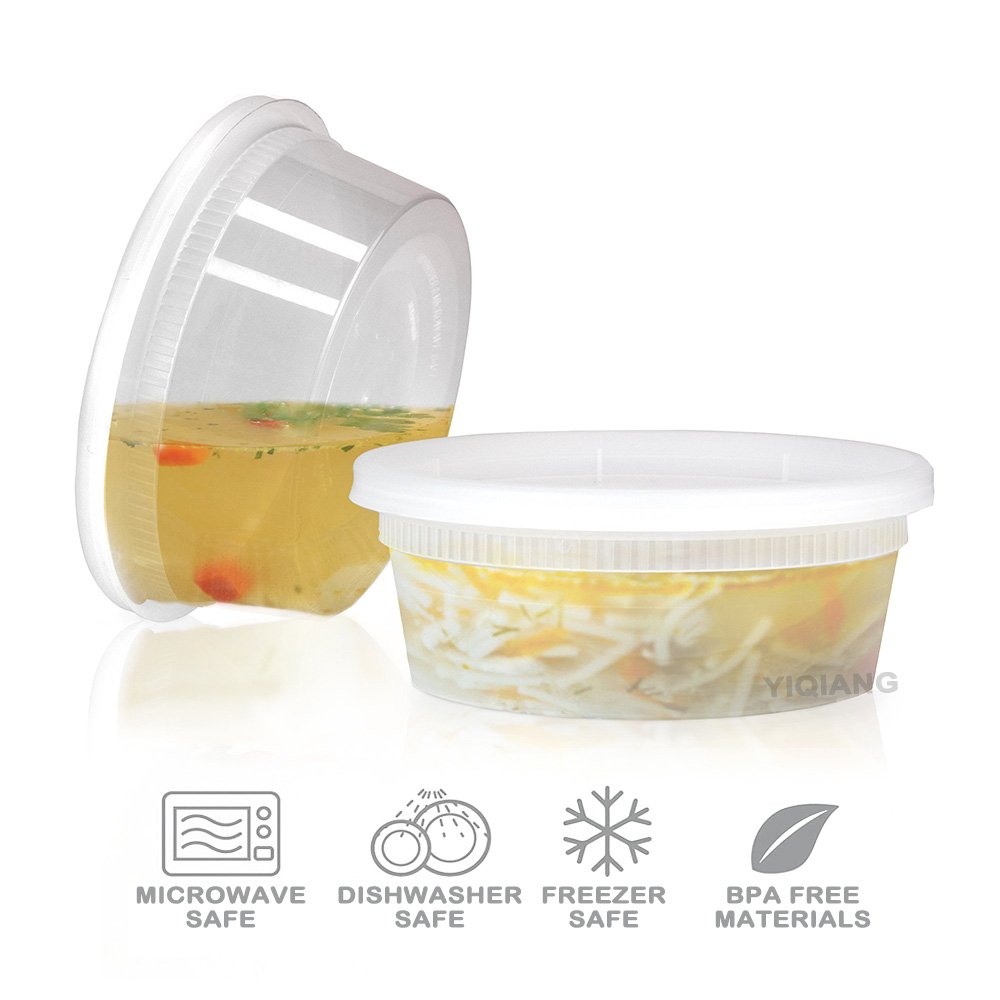 8 12 16 24 32 64oz Clear Round Disposable Plastic Cool Food Meal Soup Deli Storage Prep Container Supplier