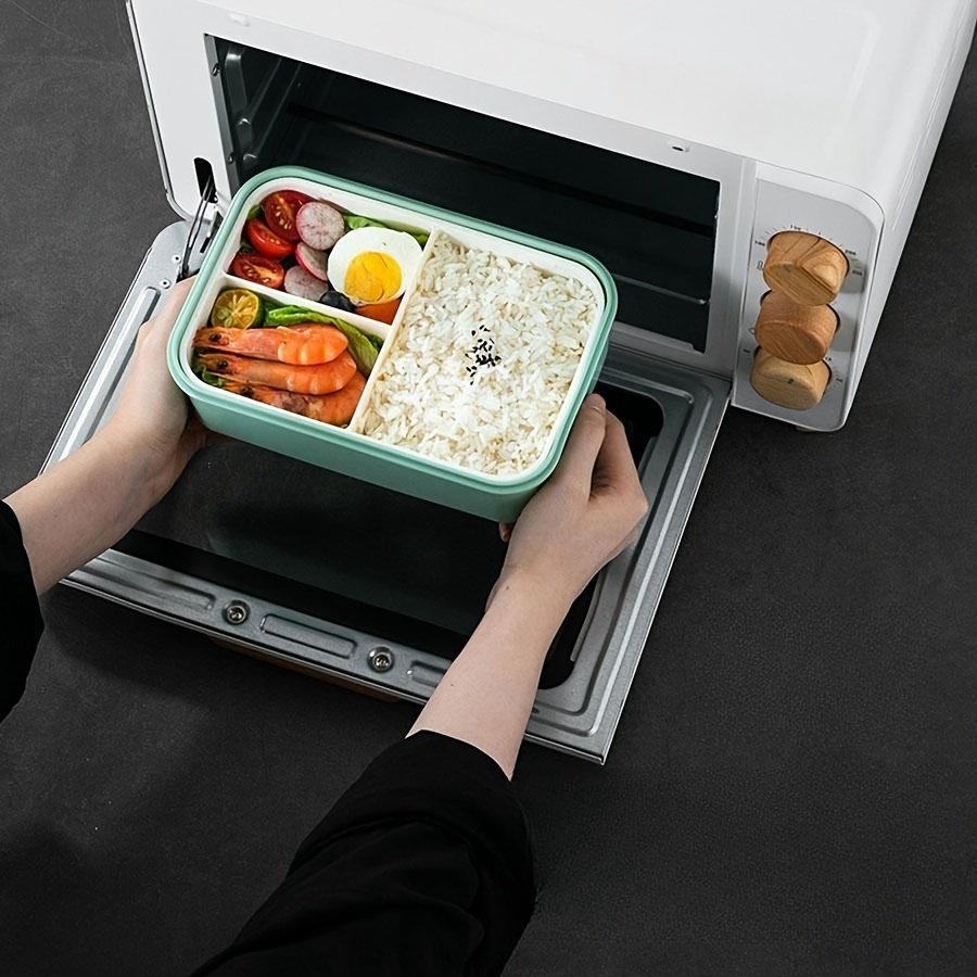YIWU QIYE 3-cell plastic office school lunch container with spoon lunch box suitable for children's lunchbox