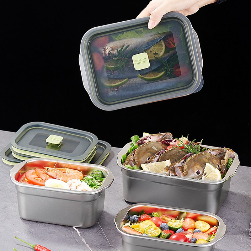 New Arrival Rectangle Stainless Steel Sealed Crisper Box Insulation Food Keeper Storage Baby Food Storage Containers