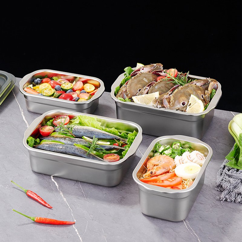 New Arrival Rectangle Stainless Steel Sealed Crisper Box Insulation Food Keeper Storage Baby Food Storage Containers