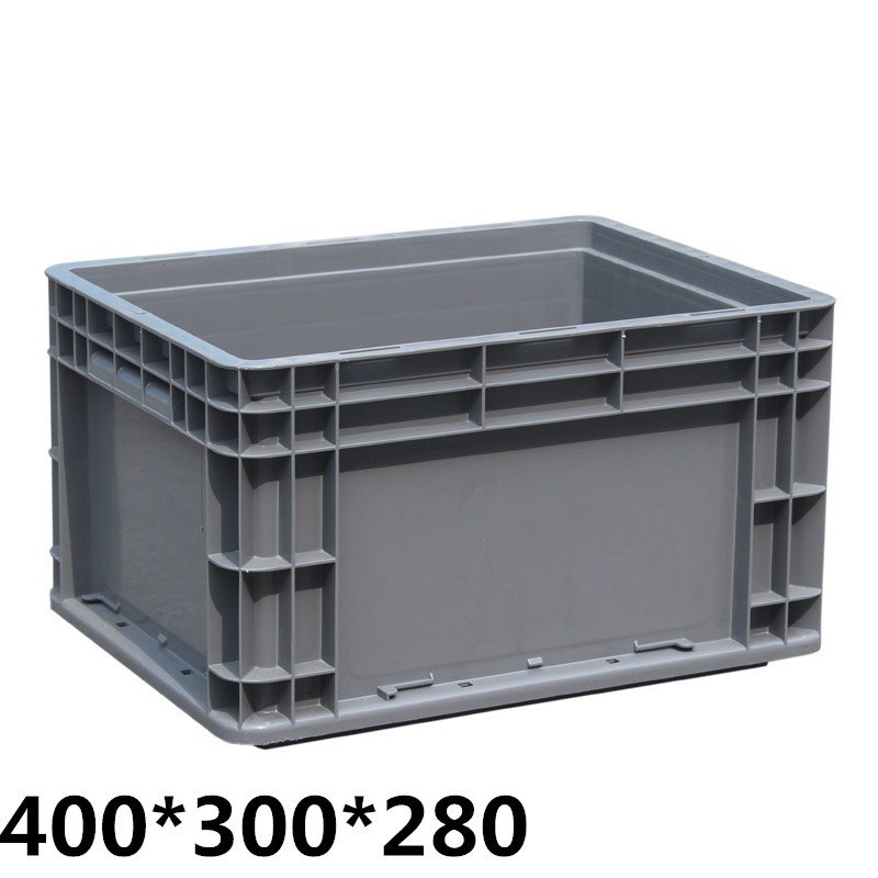400*300*280 grey stackable plastic storage crates for moving packing logistics storage box