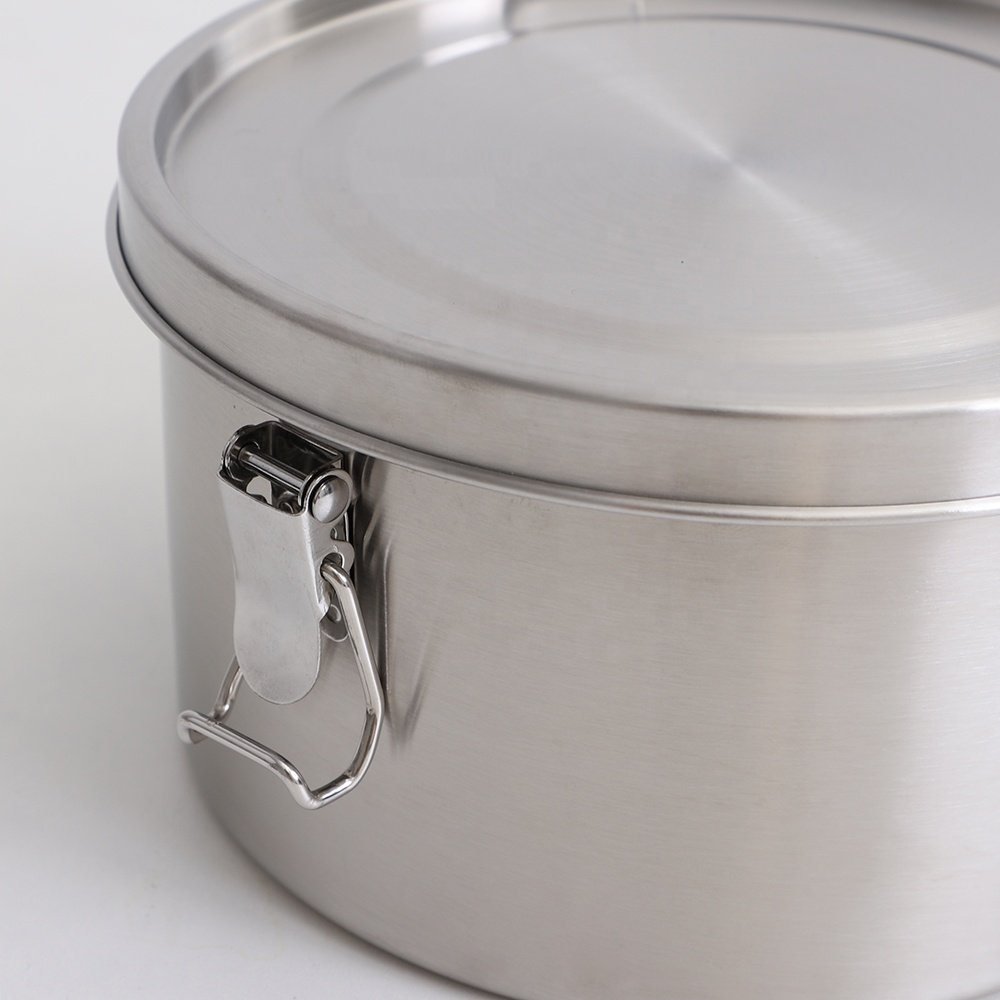 Stainless Steel with Leak Proof Eco Round Lunch Metal Box Sustainable Eco Friendly Food Storage Container For Kids