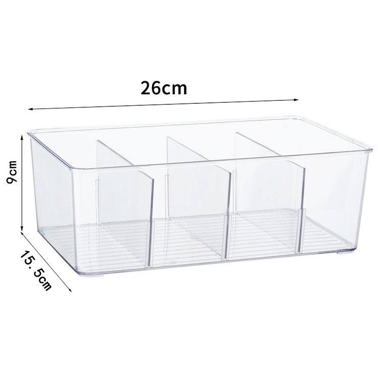 Reusable fridge food storage organizer bins thicken 4 compartment plastic food container