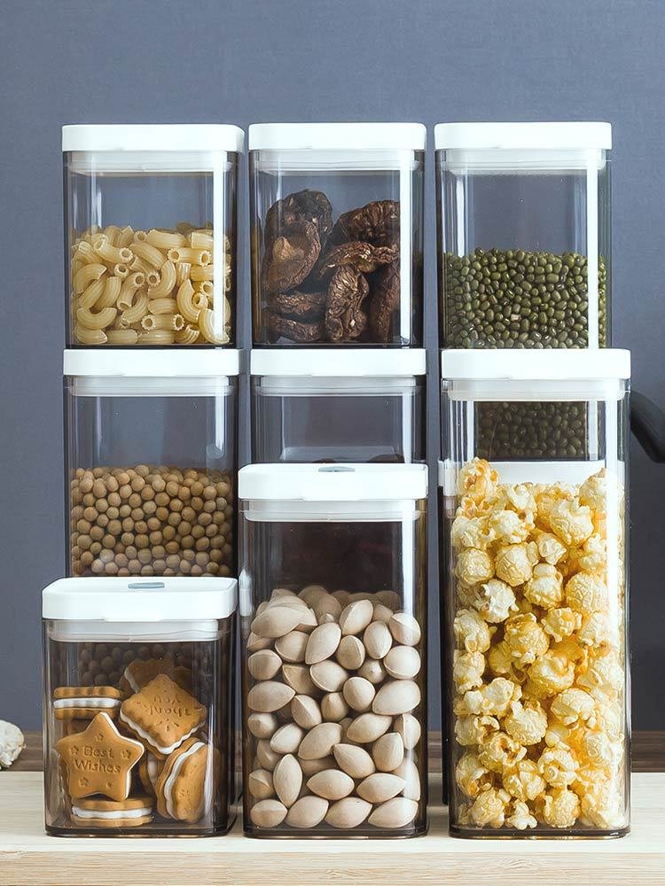 ES6619 Airtight jar 3 Pcs rectangle sealed plastic storage jars set for food plastic jar food grade