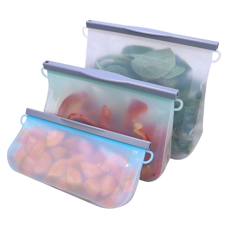 Eco Friendly Stand Up Ziplock Reusable 1000 ml Sealable Silicone Seal Pouch Baby Food Storage Bag Zip Lock Bags for Food Package
