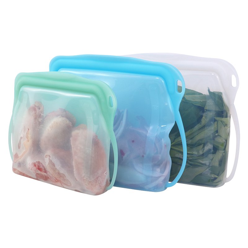 Eco Friendly Stand Up Ziplock Reusable 1000 ml Sealable Silicone Seal Pouch Baby Food Storage Bag Zip Lock Bags for Food Package