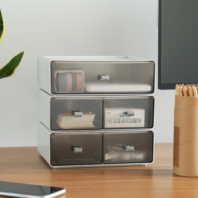 Office File Organization Desktop Shelf Stackable Plastic Drawer Desktop Storage Box Drawers