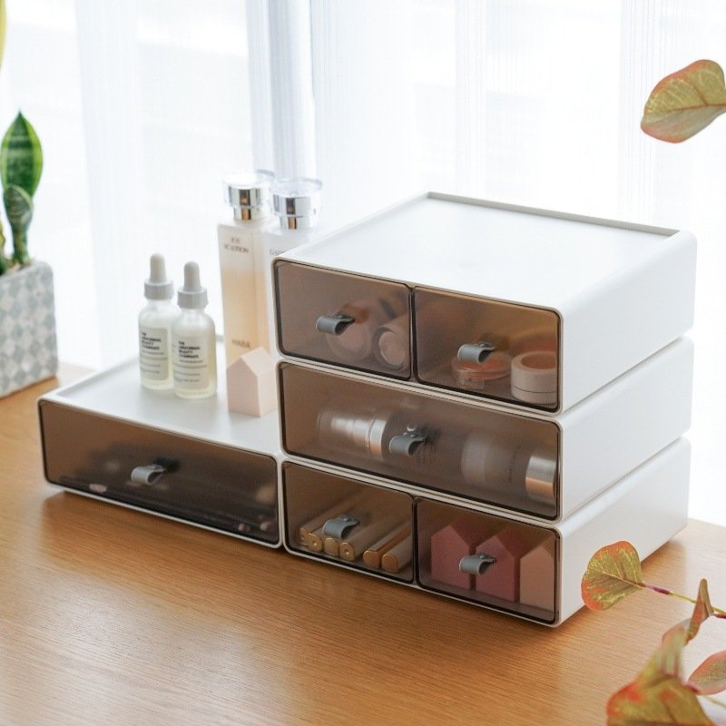 Office File Organization Desktop Shelf Stackable Plastic Drawer Desktop Storage Box Drawers