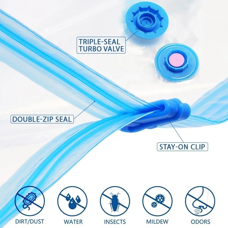Home Mattress Space Saver Reusable Vacuum Compressed Storage Bags Set Large Vacuum Storage Bags For Clothes With Pump