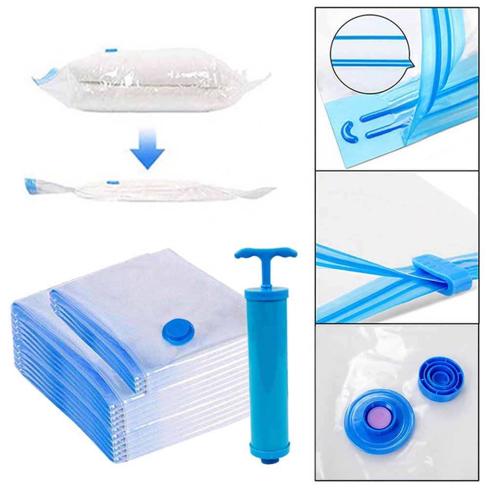 Home Mattress Space Saver Reusable Vacuum Compressed Storage Bags Set Large Vacuum Storage Bags For Clothes With Pump
