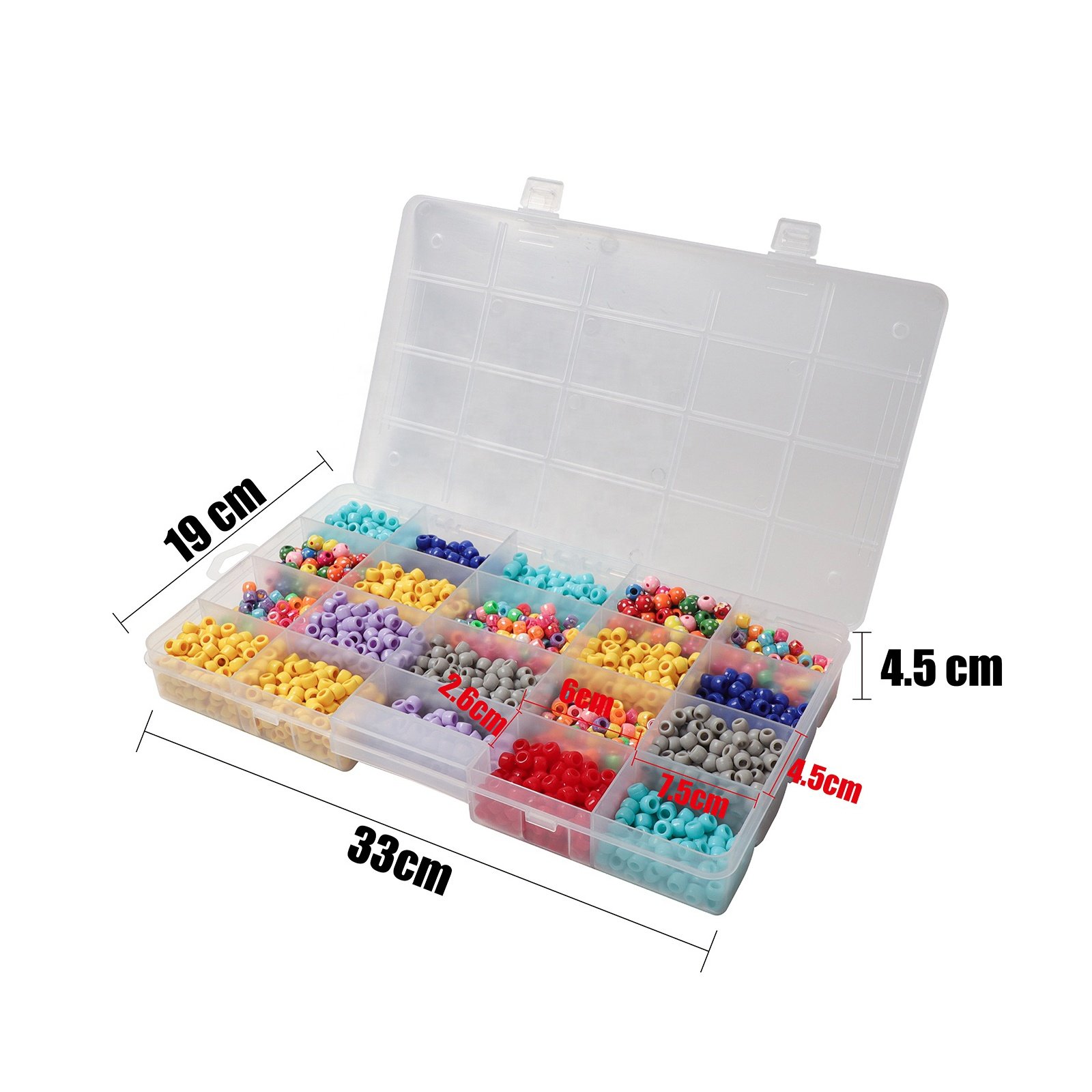 29634 20 Grids Plastic Eco-friendly Finishing Jewelry Case Clear Bead Container Storage Box