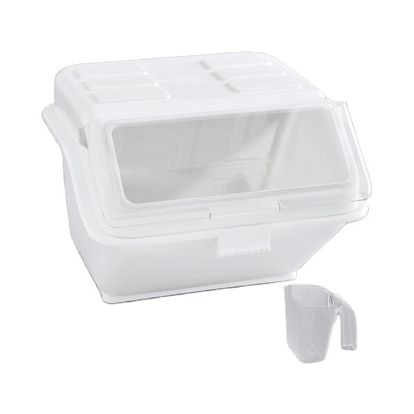 White Plastic Large Movable Food Storage Flour Bin Ingredient Bin Container