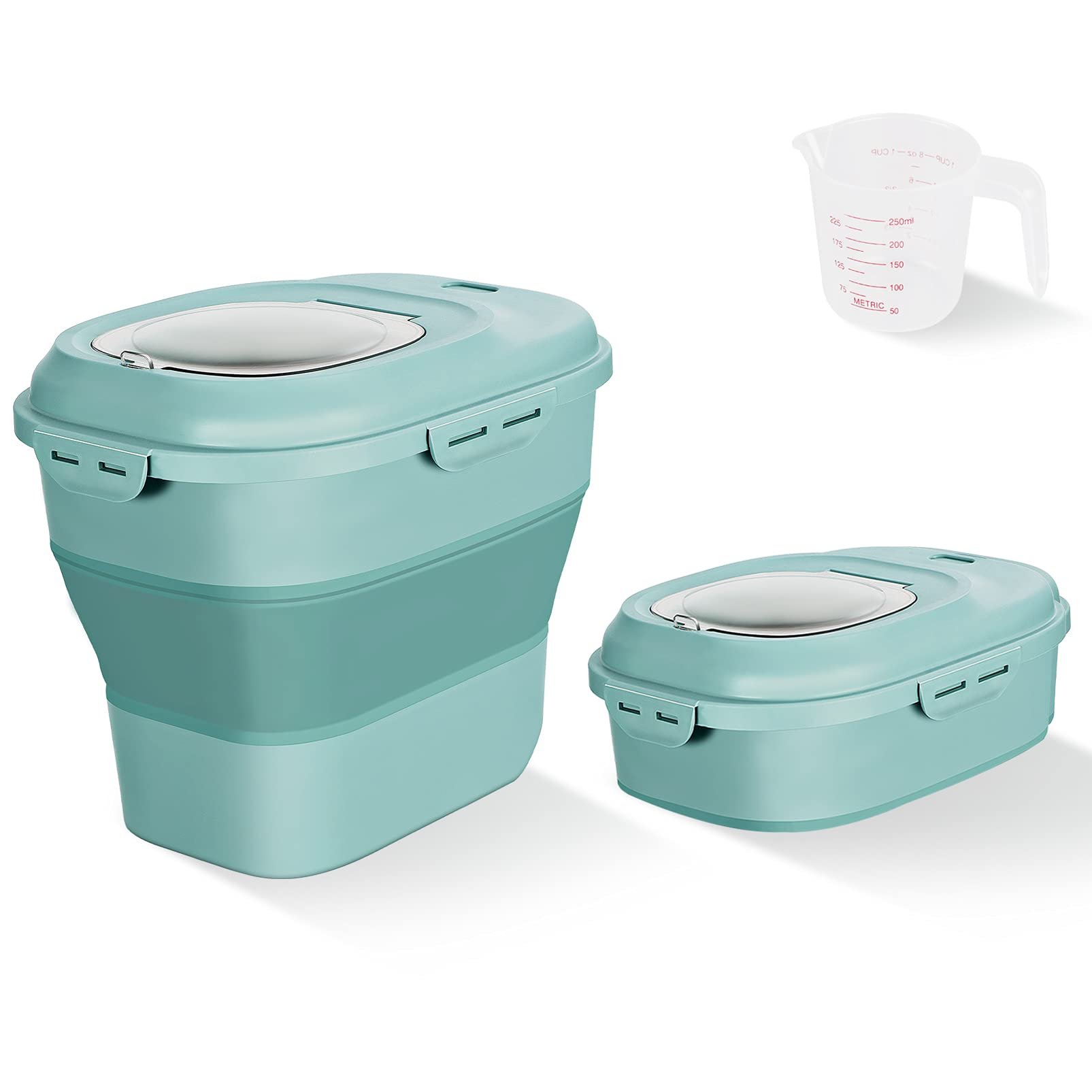 Plastic 20 To 50 Lbs Collapsible Airtight Pet Dog Food Storage Container Box With Rolling Wheel