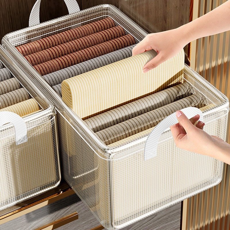 2024 Latest Thickened PVC Plastic Storage Bins for Clothing Shoes Toys Drawer Organizer Foldable Storage Box Basket with Handle