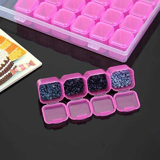 Adjustable Plastic Storage Box 56 Grids Slot Jewelry Box Diamond Painting Beads Organizer Storage Case
