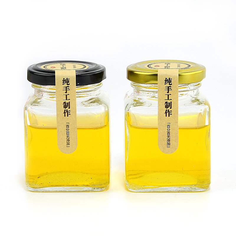 Stocked Empty 180ml 280ml 380ml 500ml Rectangle Kitchen Food Storage Glass Honey Jar with Screw Caps