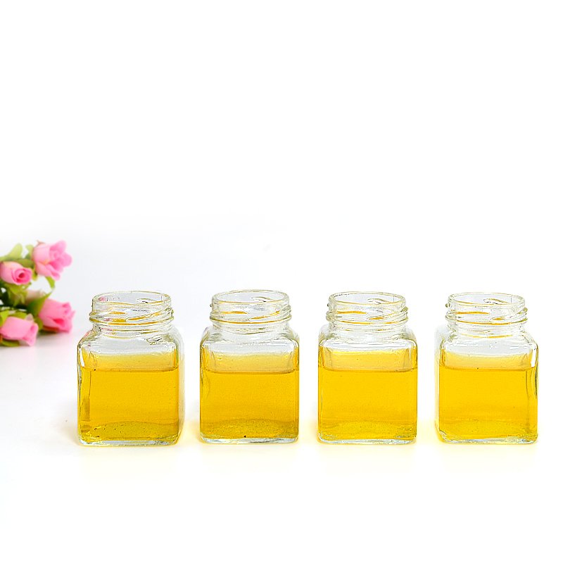 Stocked Empty 180ml 280ml 380ml 500ml Rectangle Kitchen Food Storage Glass Honey Jar with Screw Caps