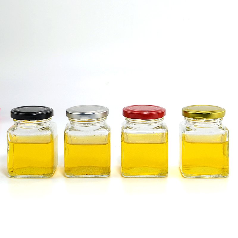Stocked Empty 180ml 280ml 380ml 500ml Rectangle Kitchen Food Storage Glass Honey Jar with Screw Caps
