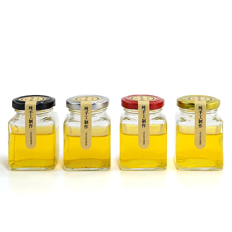 Stocked Empty 180ml 280ml 380ml 500ml Rectangle Kitchen Food Storage Glass Honey Jar with Screw Caps