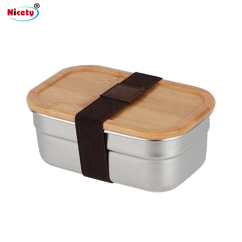 Nicety Stainless Steel Food Storage Bins for Adults Refrigerator Organizer Food Storage with Bamboo Lids